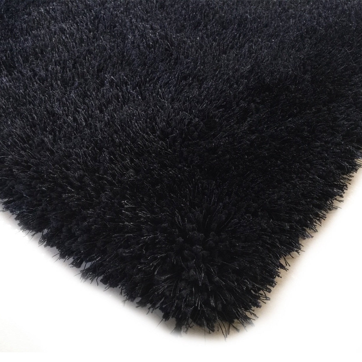 Plush Fluffy Shinny Multi Textural Black Shag Area Rug/Carpet