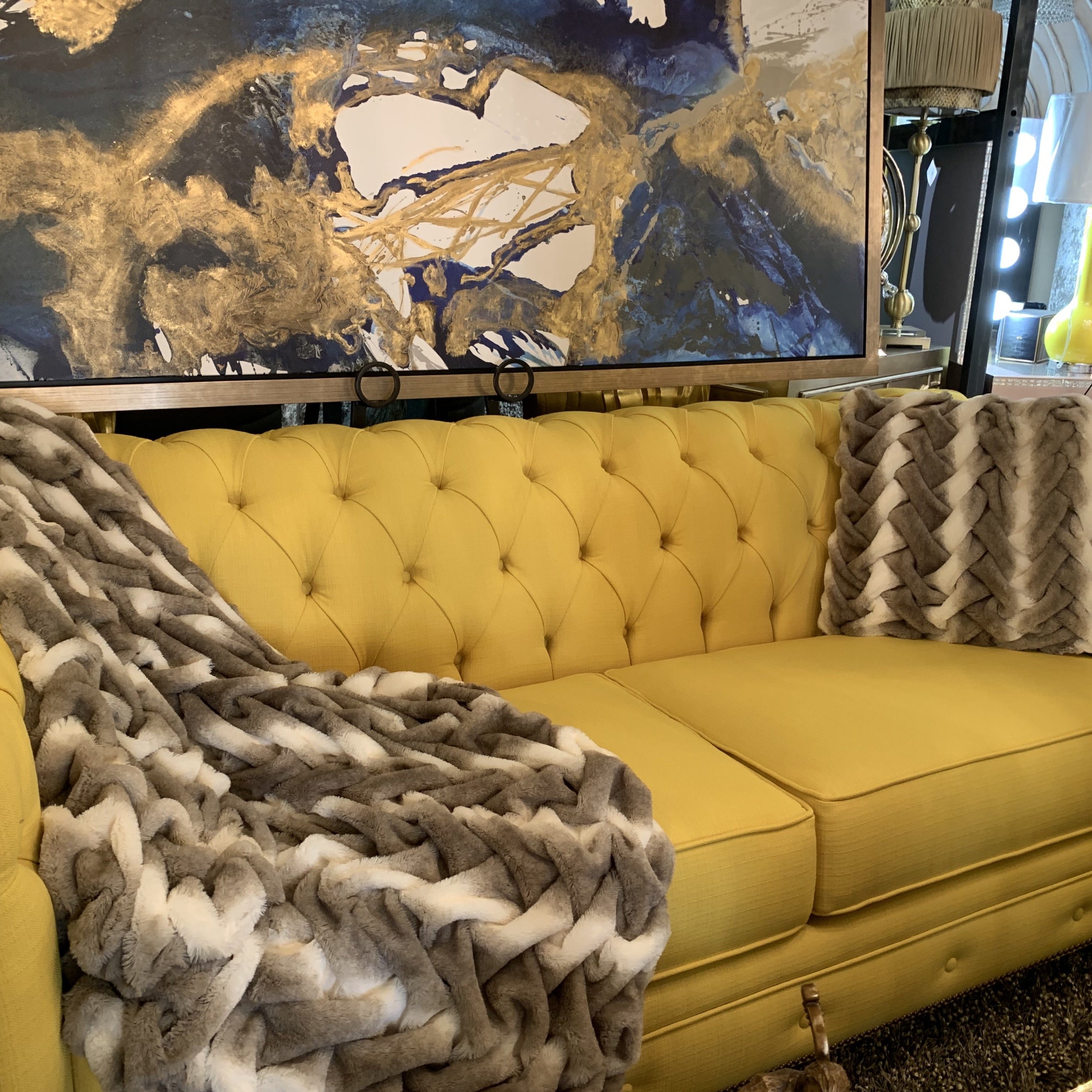 Braided Black and White & Mocha Soft Cozy Faux Fur Blanket/ Quilt/ Throw/ Bedcover/ Coverlet 50 X 60