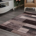 Orthogonal Geometric Design Mocha Brown Area Rug/ Carpet 
