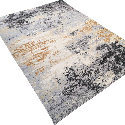 Soft Abstract Black Beige Yellow Cozy Comfortable Print Design Area Rug/ Carpet