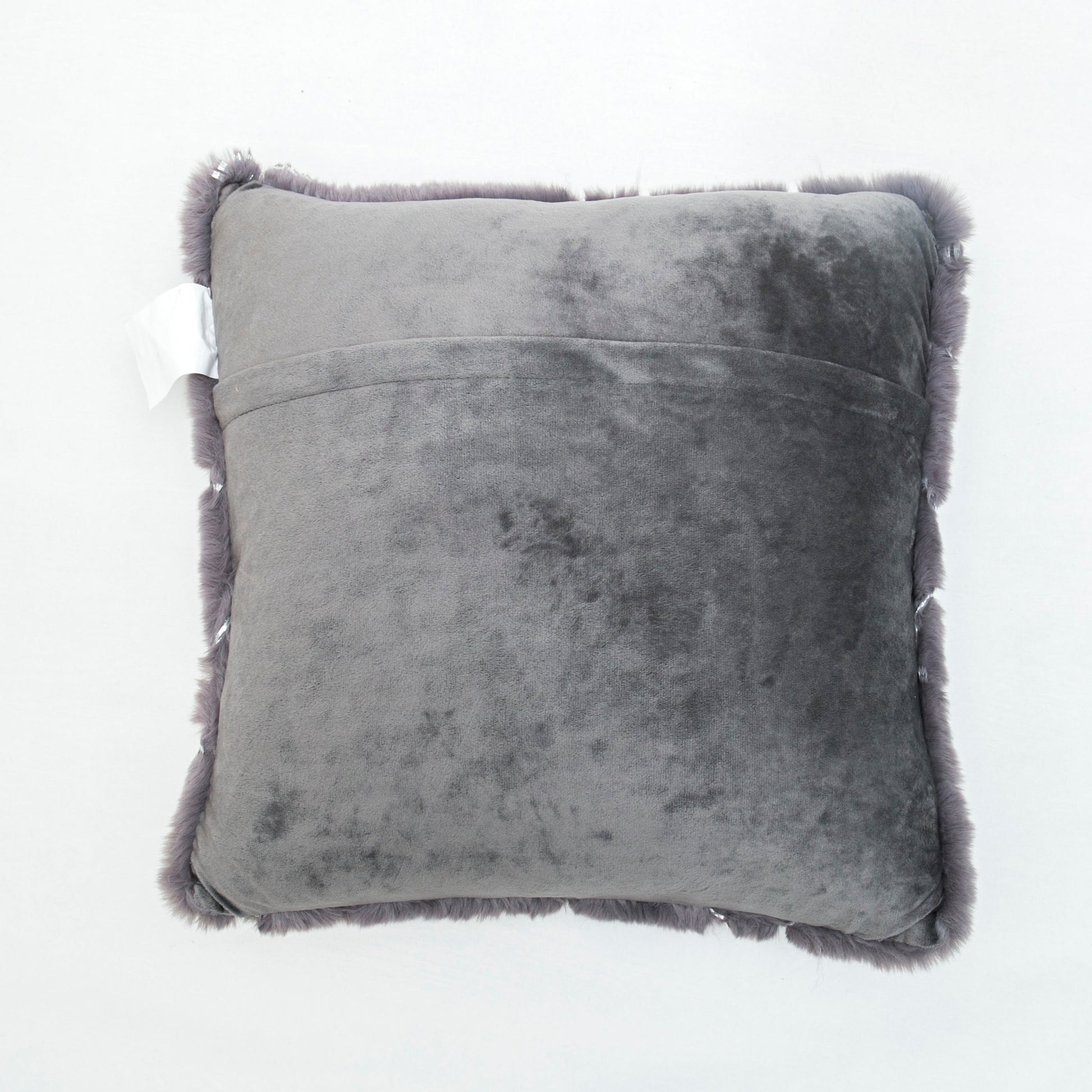 Silver Faux Fur Glow Fluffy Extra Soft Shimmery Foil Illuminating Effect Throw Pillow-Metallica Pillow Collection