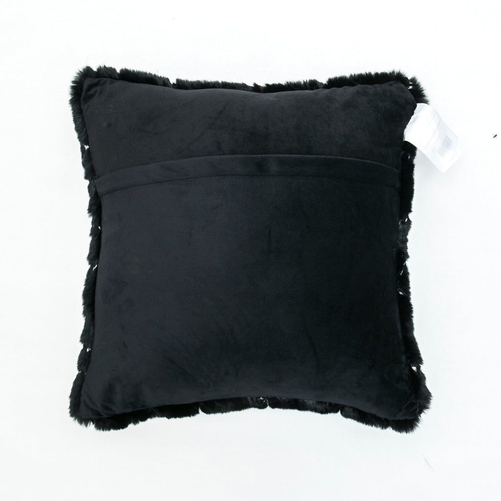 Golden Faux Fur Glow Fluffy Pillow with Shimmery Foil Illuminating Effect