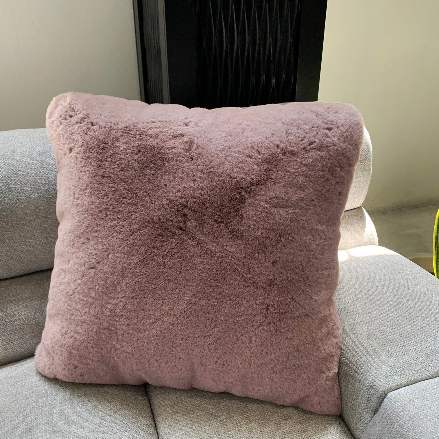 Pink fluffy throw discount pillow