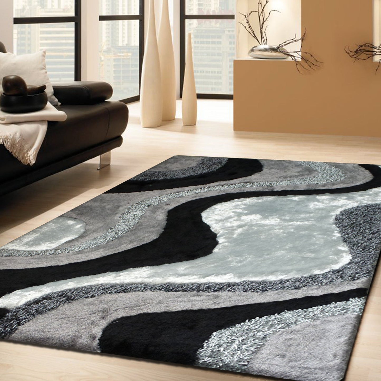 Luxury Shag Viscose Shiny Design Plush Area Rug/ Carpet