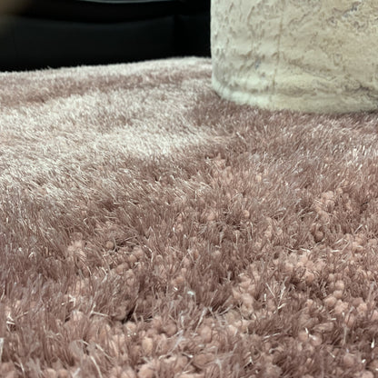 Plush Fluffy Soft Shinny Multi Textural Pink Shag Area Rug/Carpet