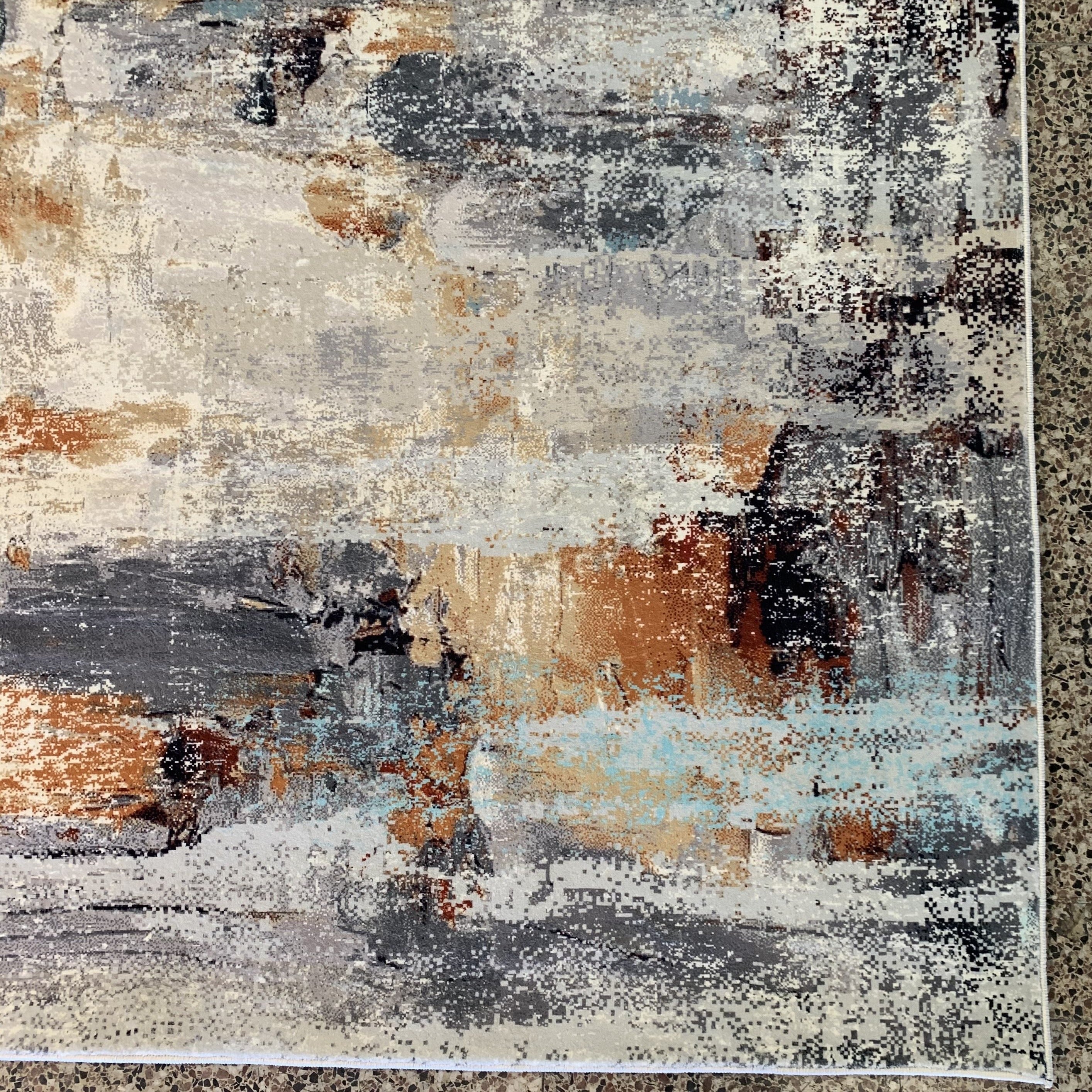 Brown Gray White Cozy Marble Comfortable Multicolor Abstract Soft Fluffy Print Design Area Rug/ Carpet