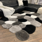 Plush Fluffy Shine 3D Stone Silver Black White Shag Area Rug/Carpet