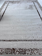 Polyester Silver with Gold Viscose Blend Border Design Rug/Carpet - Style# Maximus 245 - Color-Changing Flat Weave Rug
