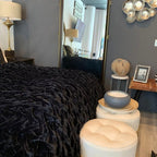Braided Fluffy Faux Fur Chinchilla Black Bed Cover/ Coverlet/ Bed Spread/ Blanket/ Comforter/ King Cal Size - Queen Size