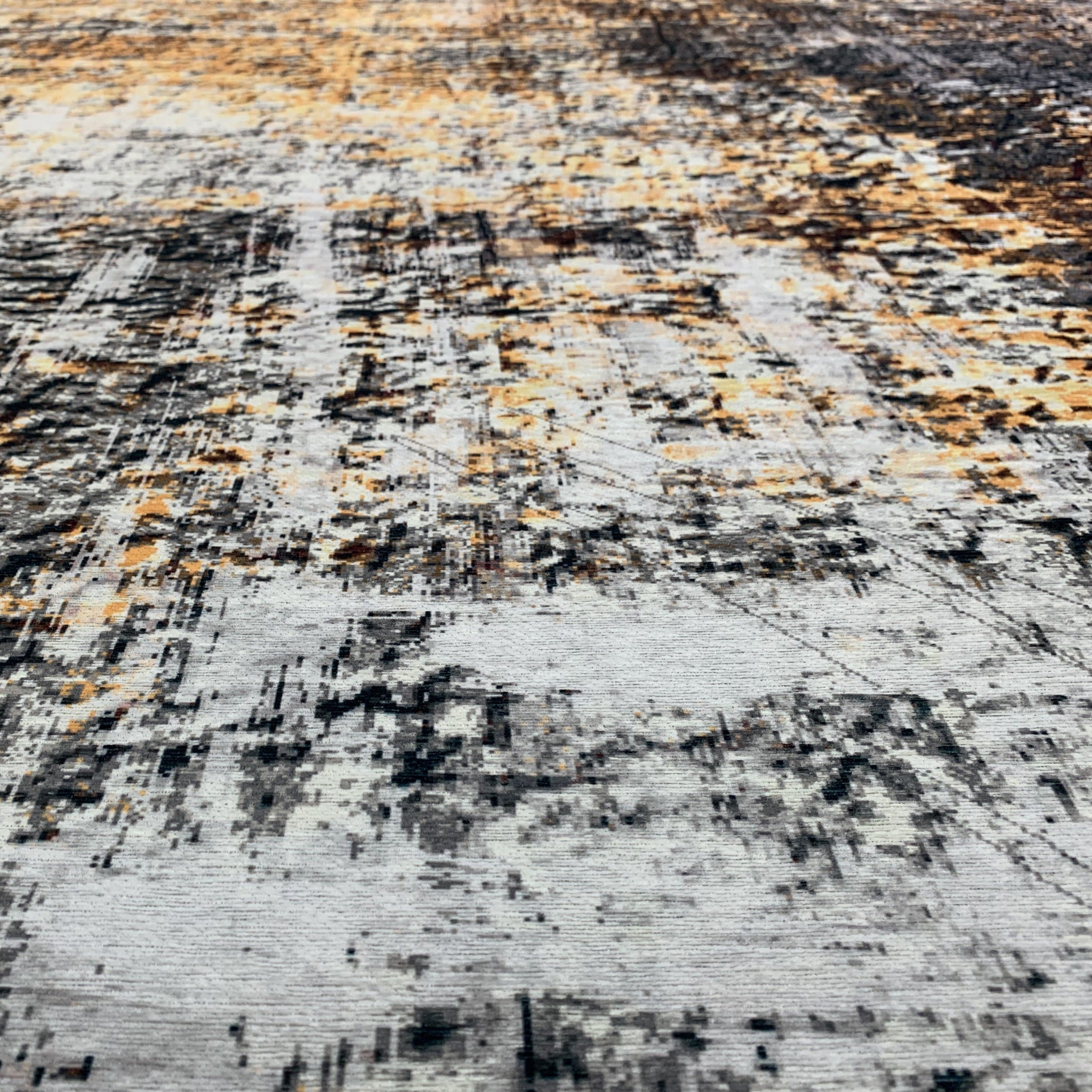 Yellow Gray Multicolor Print Vintage Design Area Rug/ Carpet