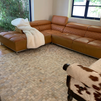 Handmade Natural Cowhide Leather Patchwork Tile Area Rug