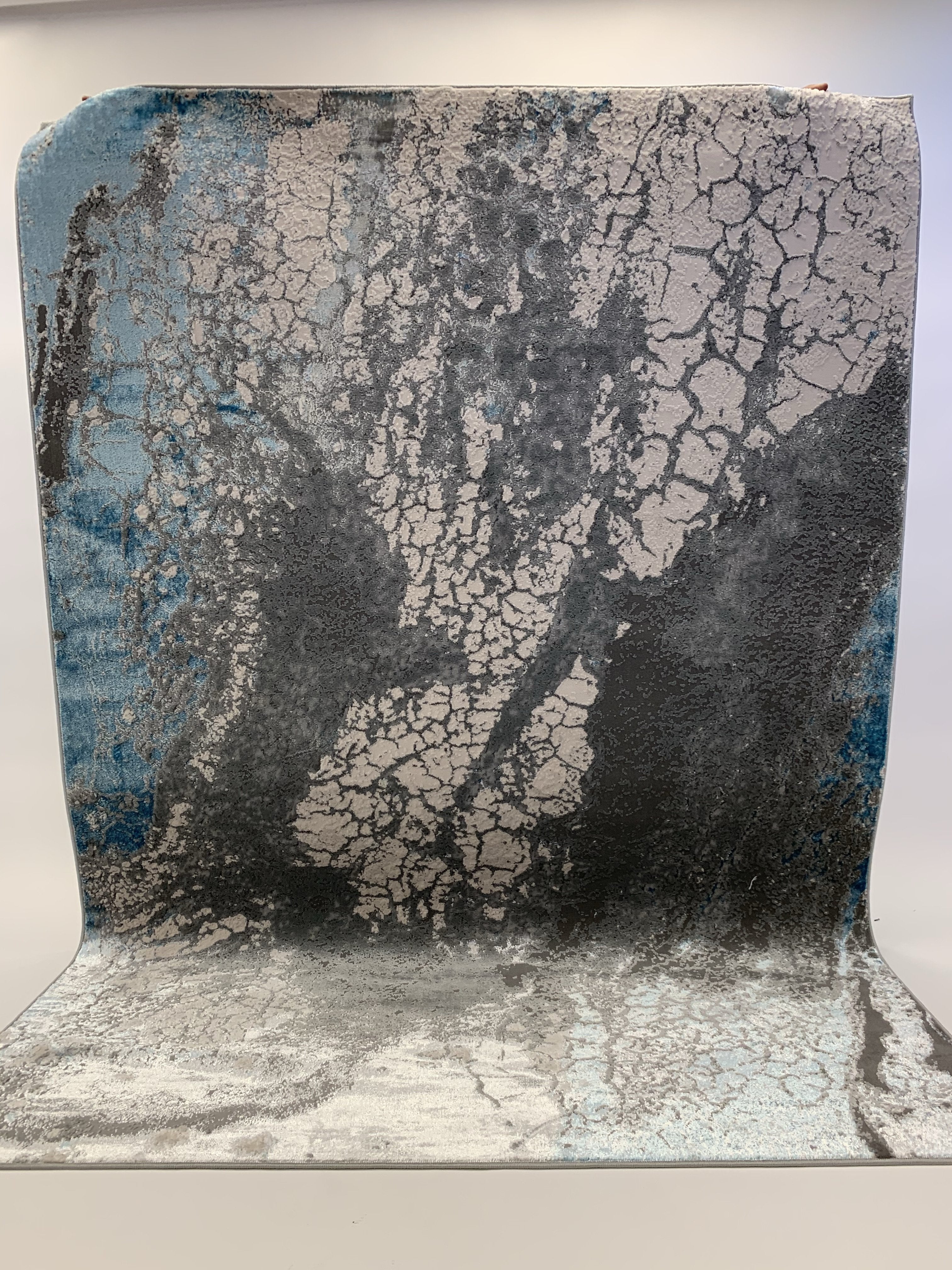 Gray-Tone Blue/Platinum Viscose Area Rug