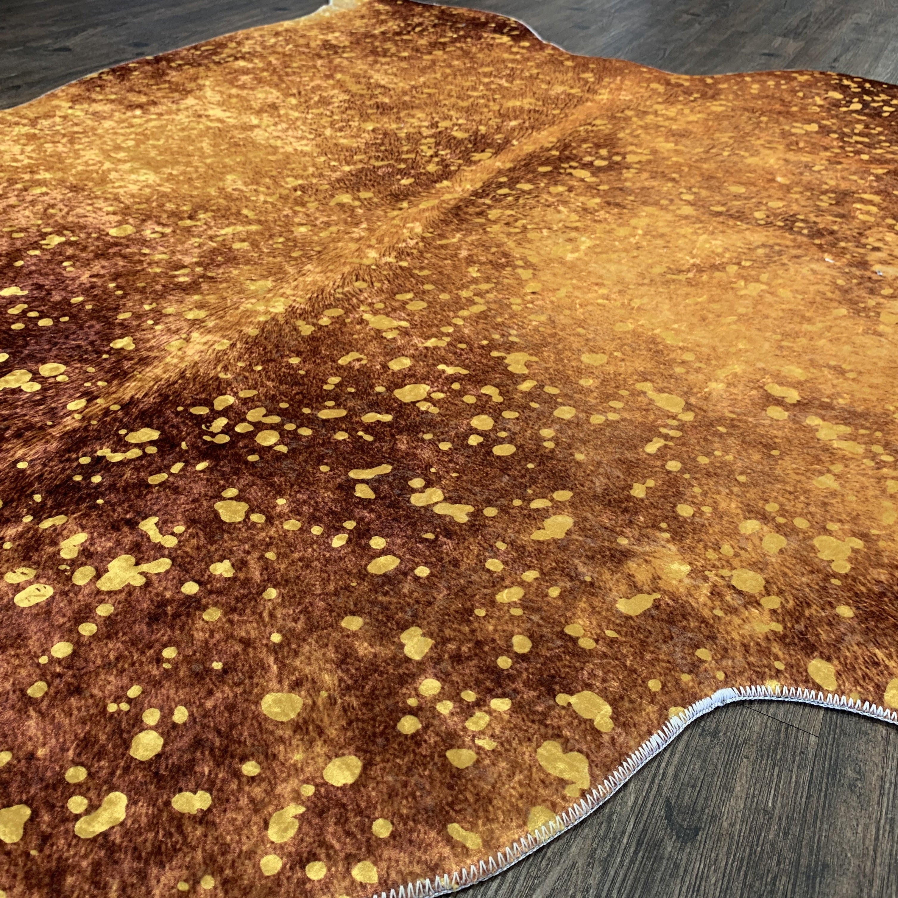 Vegan Metallic Shinny Glow Faux Hide / Cowhide Area Rug / Carpet