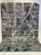 Abstract Blue/ Platinum Metallic Area Rug