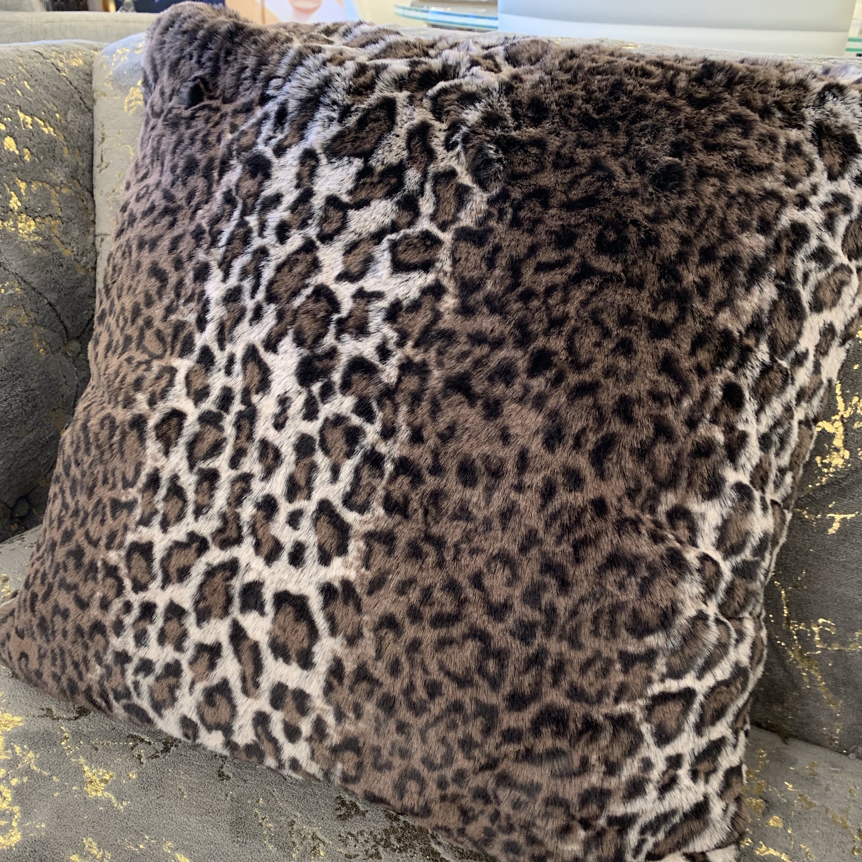 Leopard Cheetah Jaguar Feline Animal Print Soft Cozy Fuzzy Faux Fur Throw Pillow / Positioner