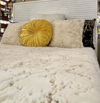 Golden Faux Fur Shine Cozy Shimmery Soft Fuzzy Blanket/ Coverlet/Quilt Cal King/Eastern King