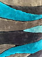 Living Shag Waves Soft Plush Design 3D Effect Area Rug/ Carpet Aqua Blue 