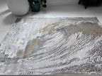 Polyester Silver with Gold Viscose Blend Swirl Design Rug/Carpet - Style# Maximus 240 - Color-Changing Flat Weave Rug