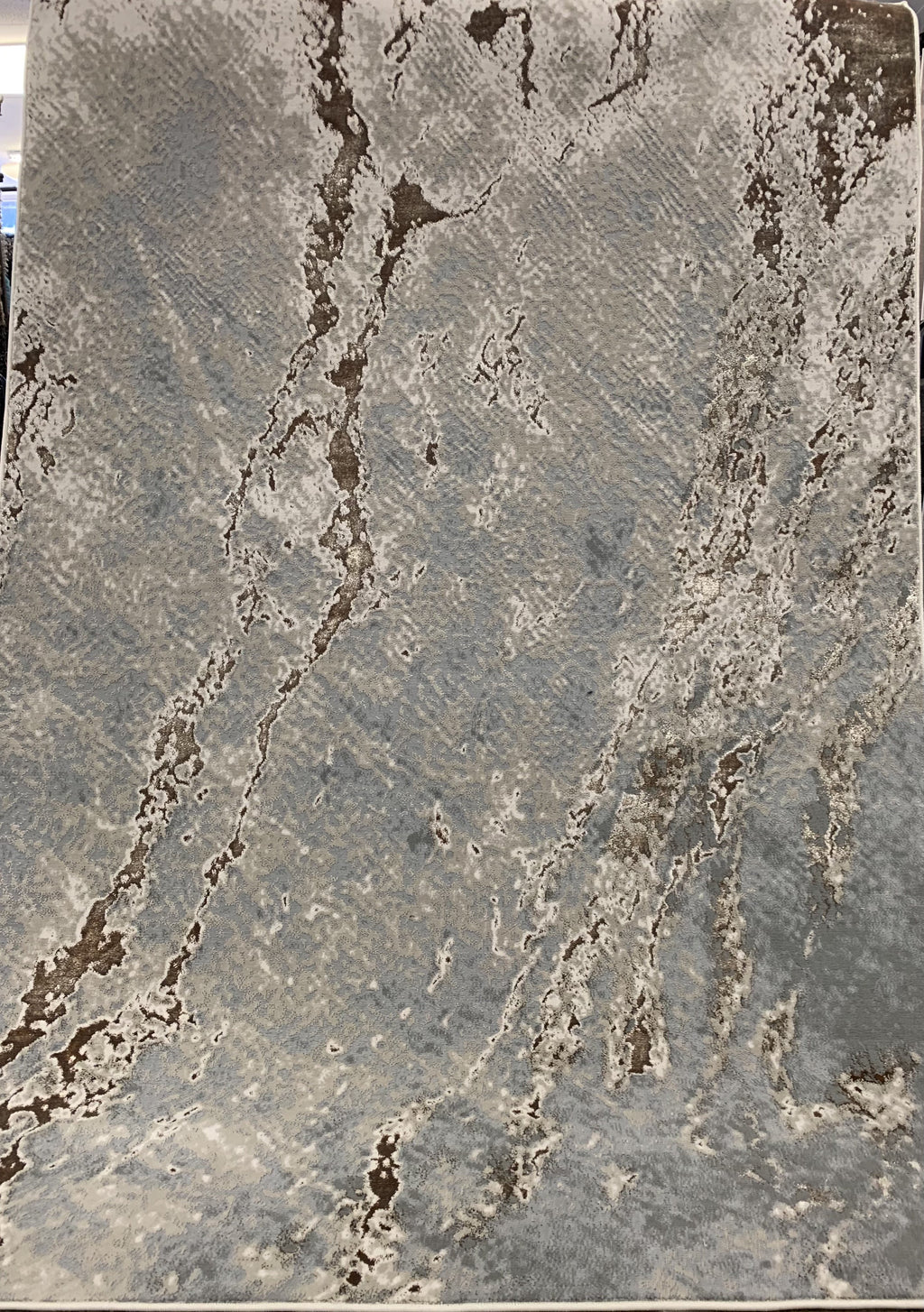 Polyester Gray/Silver Shiny Viscose Blend Abstract Design Rug/Carpet - Style# Maximus 232 - Color-Changing Flat Weave Rug