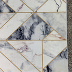 White Marble Multicolor Triangle Abstract Soft Fluffy Cozy Comfortable Print Design Area Rug/ Carpet