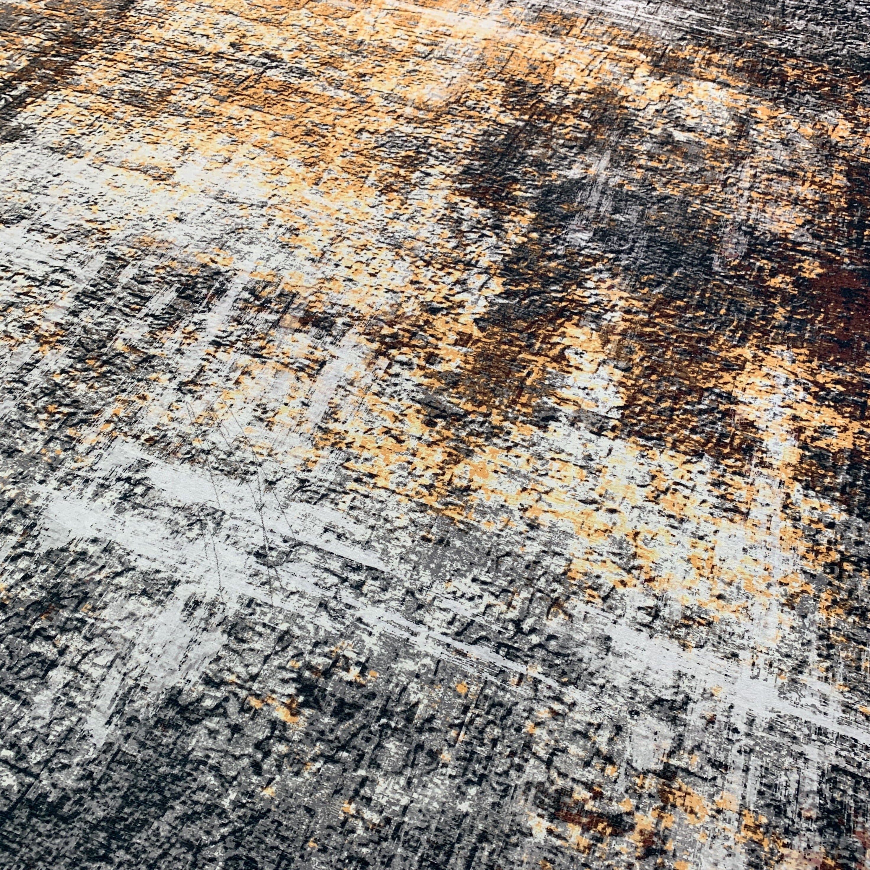 Yellow Gray Multicolor Print Vintage Design Area Rug/ Carpet