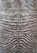 Polyester Gold Viscose Blend Safari Zebra Animal Print Rug/Carpet - Style# Maximus 187 - Color-Changing Flat Weave Rug