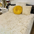 Golden Faux Fur Shine Cozy Shimmery Soft Fuzzy Blanket/ Coverlet/Quilt Cal King/Eastern King