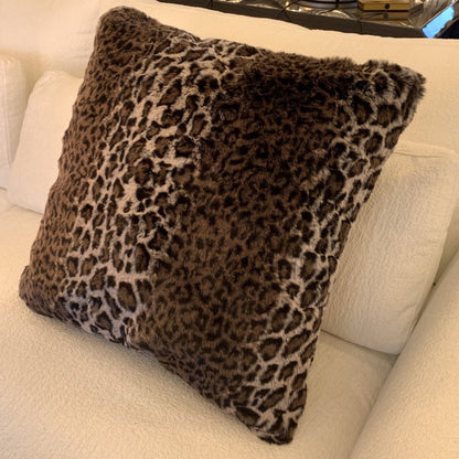 Leopard Cheetah Jaguar Feline Animal Print Soft Cozy Fuzzy Faux Fur Throw Pillow / Positioner