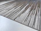 Polyester Silver with Gold Viscose Blend Geometric Design Rug/Carpet - Style# Maximus 241 - Color-Changing Flat Weave Rug