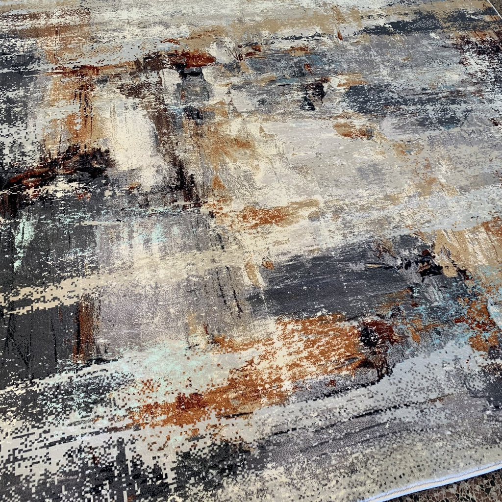 Brown Gray White Cozy Marble Comfortable Multicolor Abstract Soft Fluffy Print Design Area Rug/ Carpet