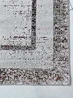 Polyester Silver with Gold Viscose Blend Border Design Rug/Carpet - Style# Maximus 245 - Color-Changing Flat Weave Rug