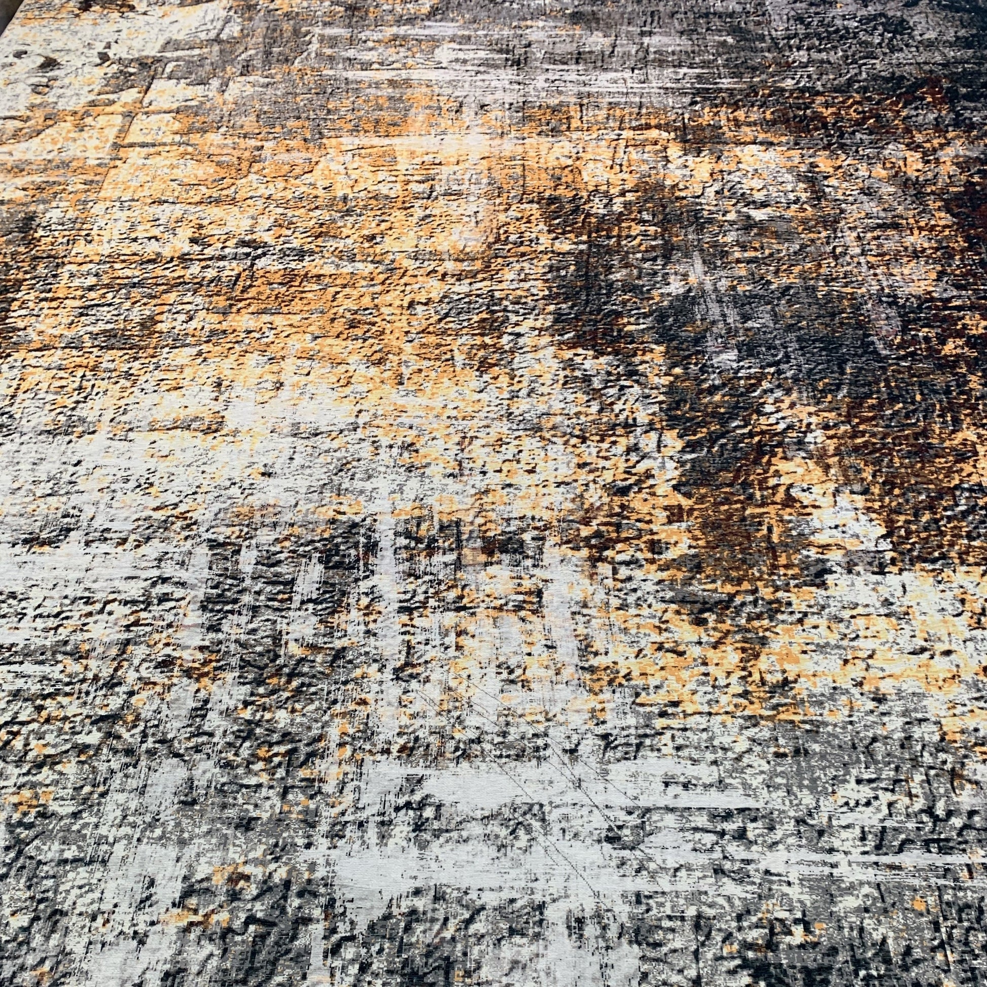 Yellow Gray Multicolor Print Vintage Design Area Rug/ Carpet