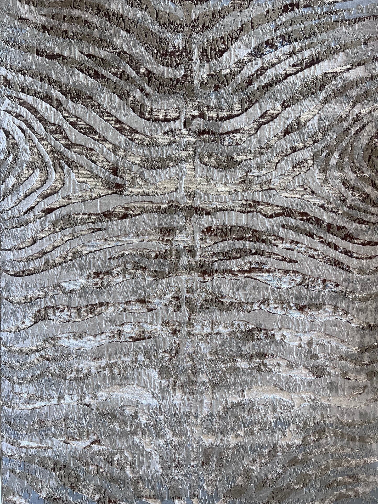 Polyester Gold Viscose Blend Safari Zebra Animal Print Rug/Carpet - Style# Maximus 187 - Color-Changing Flat Weave Rug