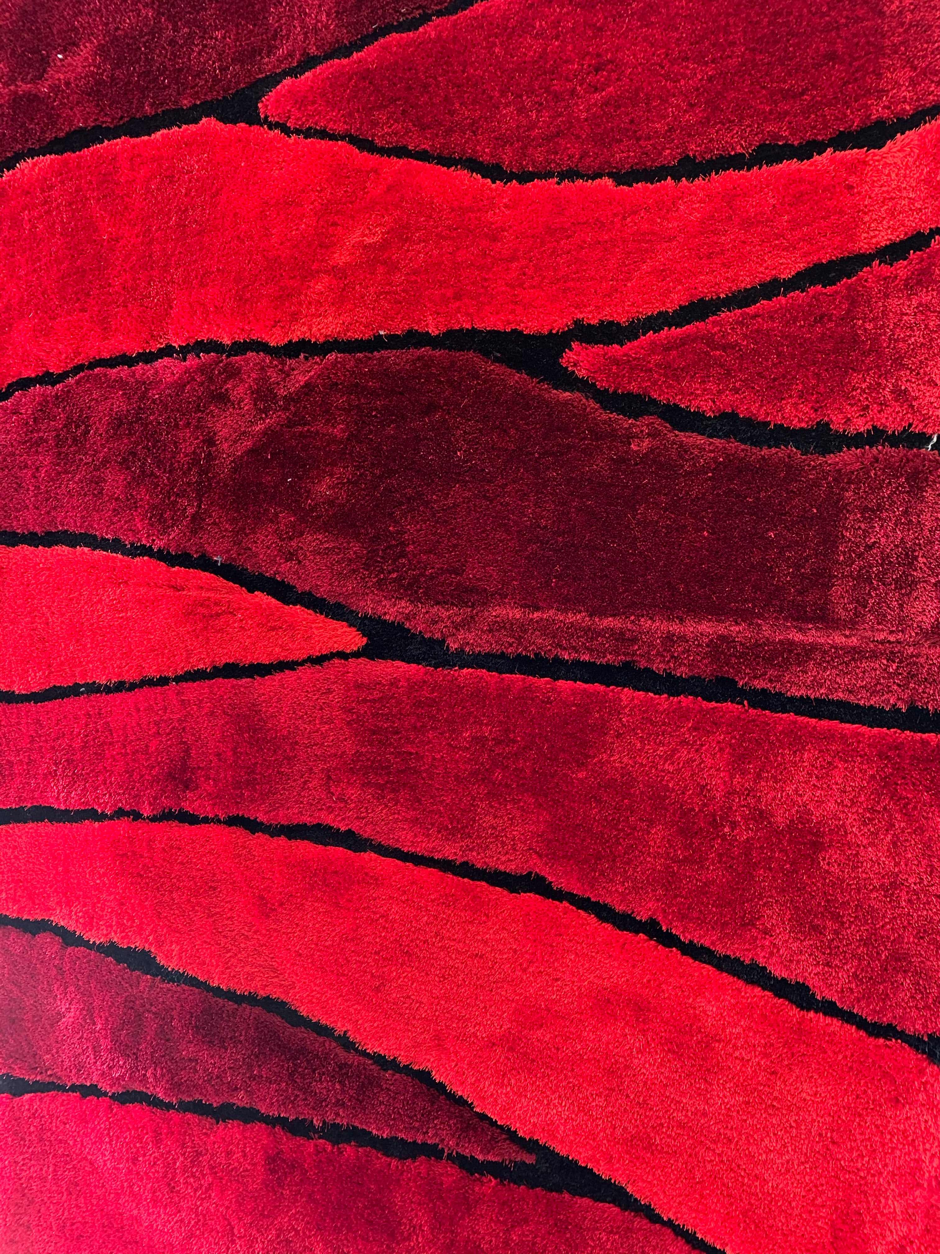 Living Shag Waves Soft Plush Design 3D Effect Area Rug/ Carpet Red