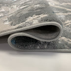 Abstract Blue/ Platinum Metallic Area Rug