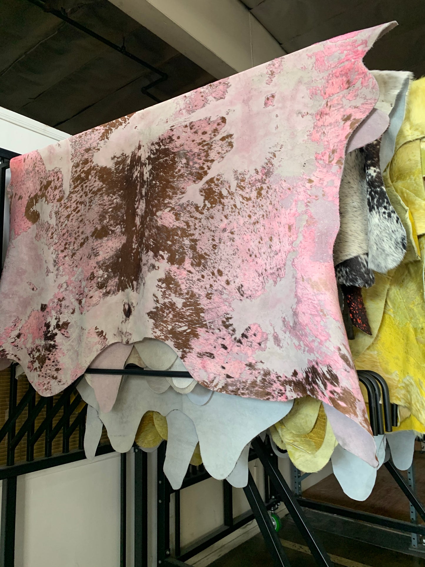Real Leather Cowhide Pink Abstract