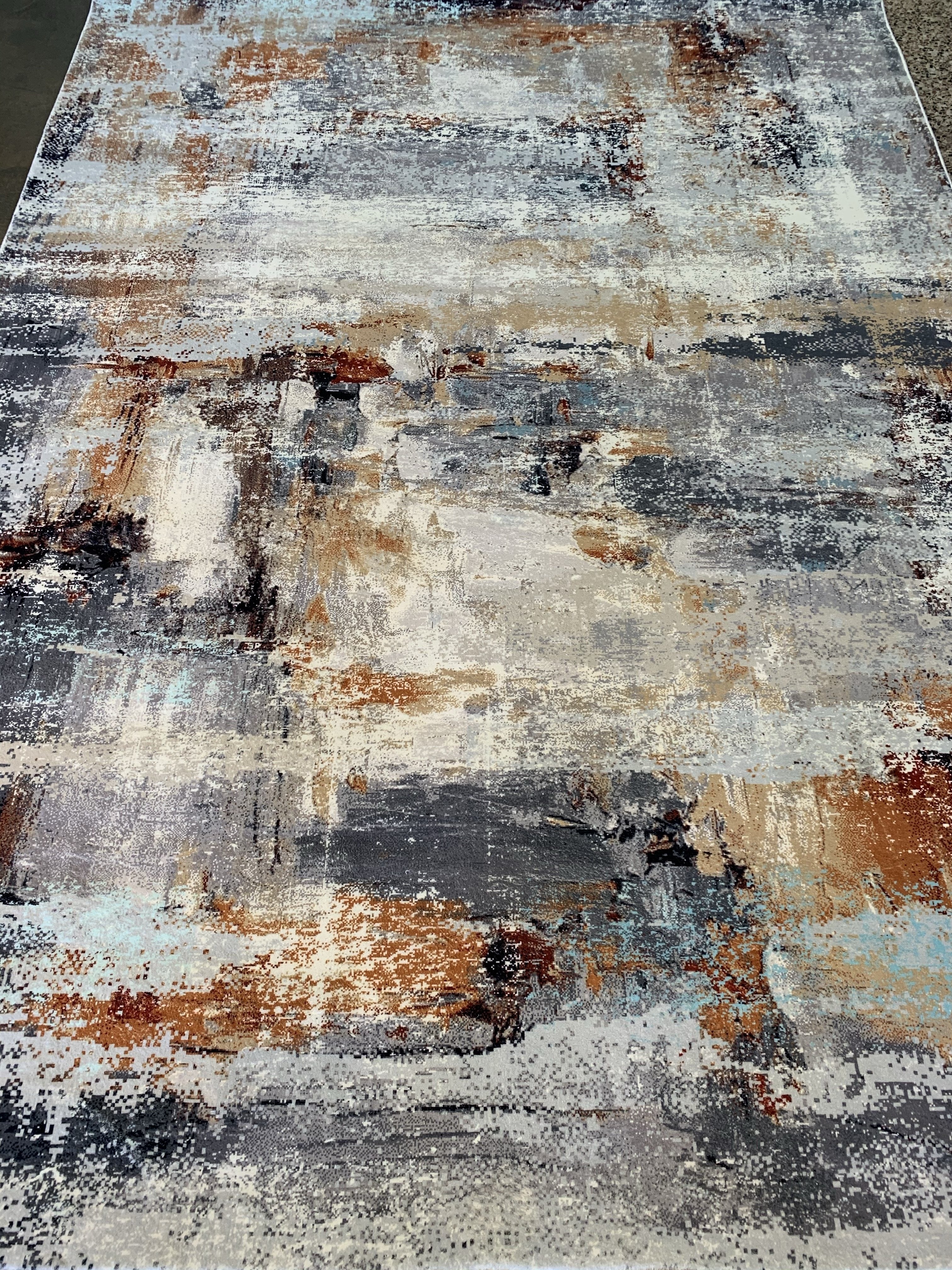 Brown Gray White Cozy Marble Comfortable Multicolor Abstract Soft Fluffy Print Design Area Rug/ Carpet