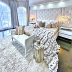 Braided Look Fluffy Soft Faux Fur Gray White Throw/Quilt/Blanket/ Coverlet/Bedspread/Bedcover