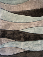 Plush Fluffy Shine 3D Wave Aqua Gray Silver Shag Area Rug/Carpet