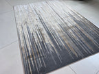Polyester Silver with Gold Viscose Blend Geometric Design Rug/Carpet - Style# Maximus 241 - Color-Changing Flat Weave Rug