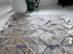 Polyester Silver with Gold Viscose Blend Geometric Design Rug/Carpet - Style# Maximus 242 - Color-Changing Flat Weave Rug