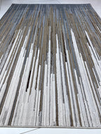 Polyester Silver with Gold Viscose Blend Geometric Design Rug/Carpet - Style# Maximus 241 - Color-Changing Flat Weave Rug