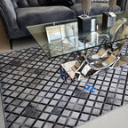 Vegan Diamond Patchwork Gray Black Faux Hide/Cowhide Area Rug/Carpet