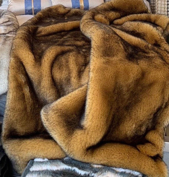 Soft Cozy Fuzzy Faux Fur Area Rug/Carpet in Black Tan