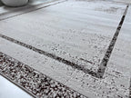 Polyester Silver with Gold Viscose Blend Border Design Rug/Carpet - Style# Maximus 245 - Color-Changing Flat Weave Rug