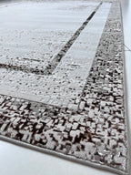 Polyester Silver with Gold Viscose Blend Border Design Rug/Carpet - Style# Maximus 245 - Color-Changing Flat Weave Rug