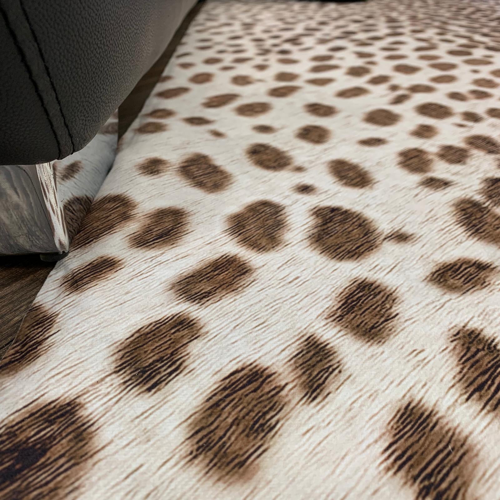 Vegan Brown Beige Cream Faux Hide / Cowhide Area Rug / Carpet