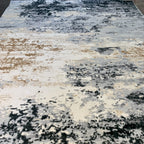 Soft Abstract Black Beige Yellow Cozy Comfortable Print Design Area Rug/ Carpet