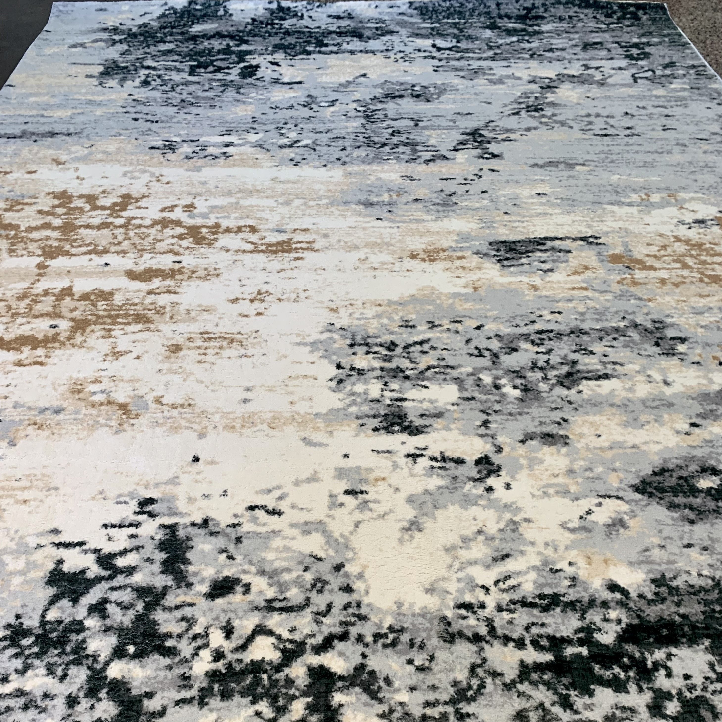 Soft Abstract Black Beige Yellow Cozy Comfortable Print Design Area Rug/ Carpet