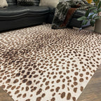 Vegan Brown Beige Cream Faux Hide / Cowhide Area Rug / Carpet